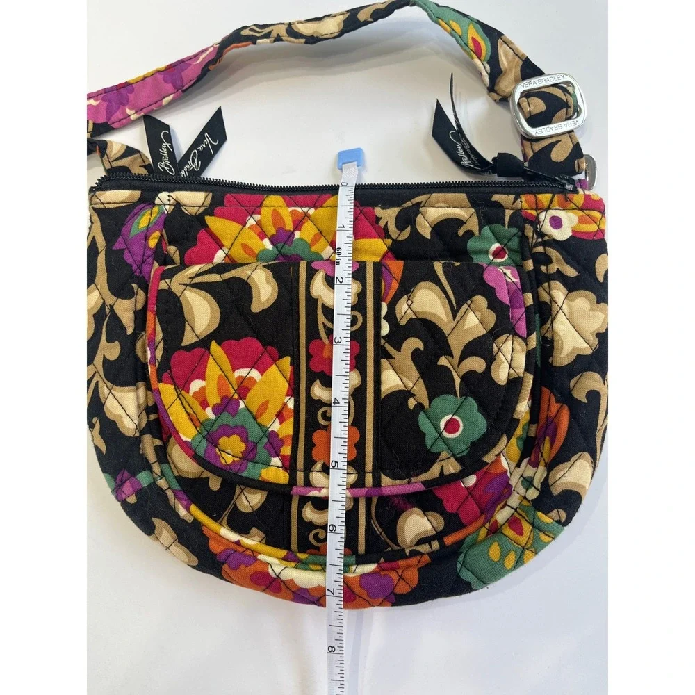 Vera Bradley Provencal Quilted Floral Crossbody Bag Black Multi Color Adjustable - Picture 9 of 9